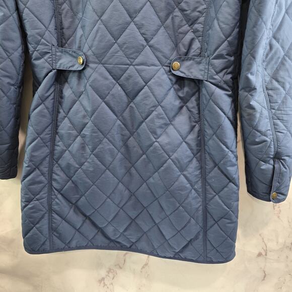Eddie Bauer Puffer Jacket Womens Small Synthetic Parka Coat Long Blue Snap - Picture 7 of 13